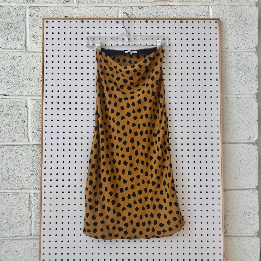 madewell orange painted spots slip skirt